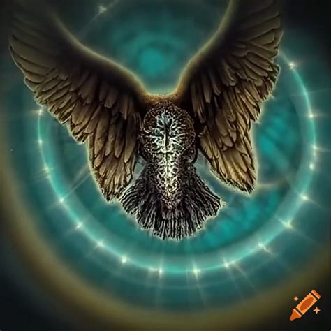 Biblically accurate angel with huge wings and radiant light energy on ...