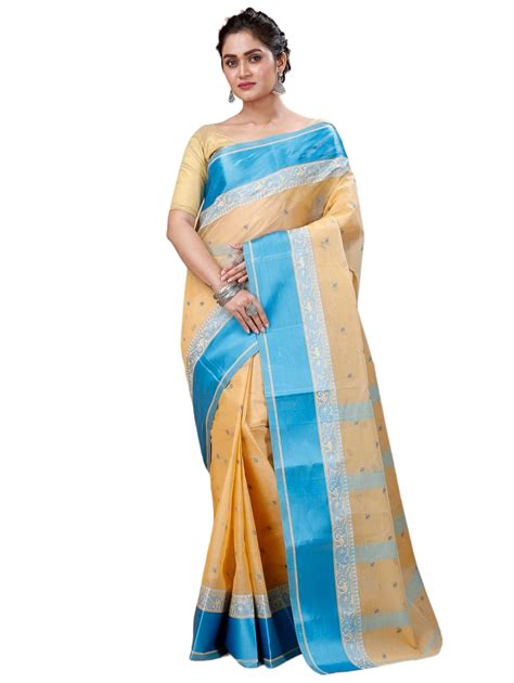 Buy Bong ButiQ Women's Traditional Pure Cotton Velvet Border Bengali ...