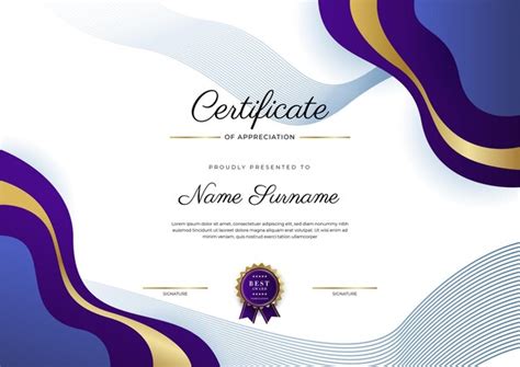 Zertifikatvorlage mit modernem Luxusmuster und goldenen Linien ...