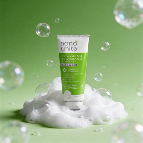 Shop Nano White Face Wash with Salicylic Acid, Glycolic Acid and Green ...