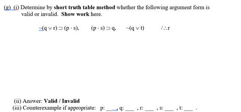 Image result for Short Truth Table Method