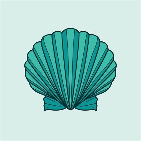 Seashell illustration. Vector graphic design of a colorful blue shell ...