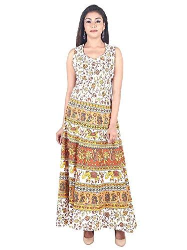 Buy Radhika Taxtiles Jaipuri Print Long Maxi Dress for Women and Girls ...