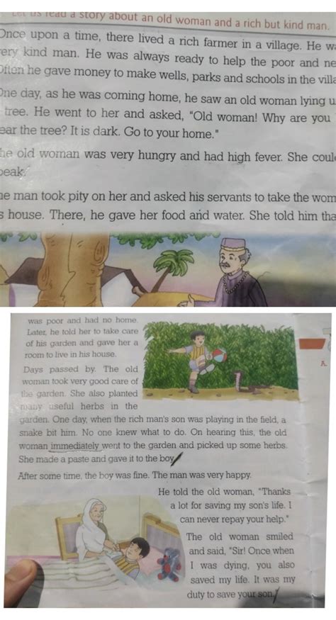 1. What did the rich farmer do to help the poor villagers? 2. Whom did ...