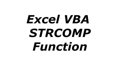 Image result for StrComp VBA Excel Tutorial