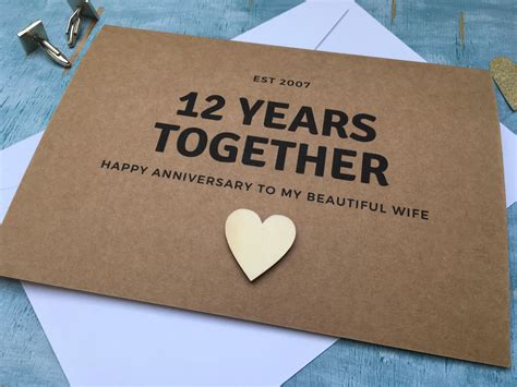 12th anniversary card 12 years together for husband or wife | Etsy