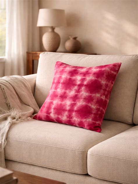 Tie & Dye Khadi Cushion Cover, Colored with Marigold - Khadi Sadan