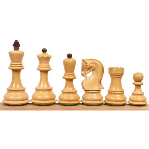 3.9" Russian Zagreb Chess Set - Chess Pieces Only - Weighted Golden Ro