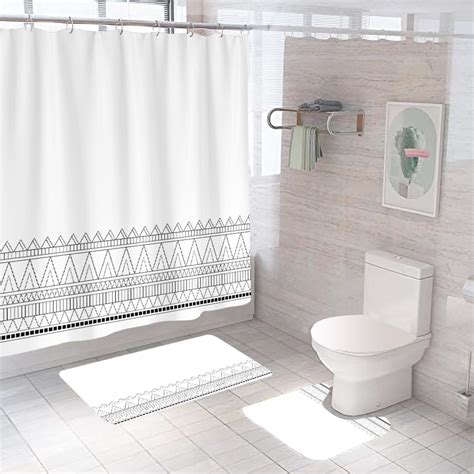 UMAI Shower Curtain (180X180 cm) & Bathmat 3 Pcs Set|6ft|Creative ...