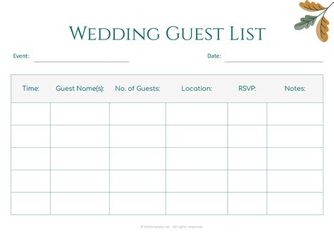 Wedding guest list tracker template | Beachweddingtips.com