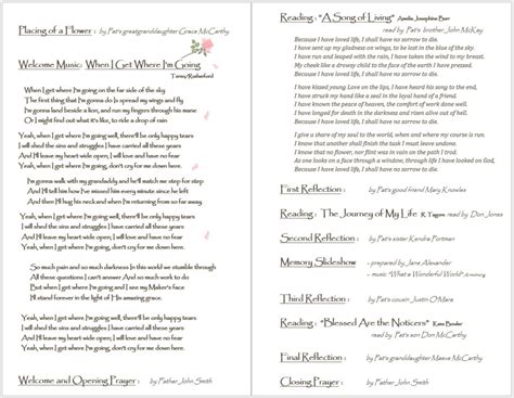 Rezultat imagine pentru Memorial Service Programs