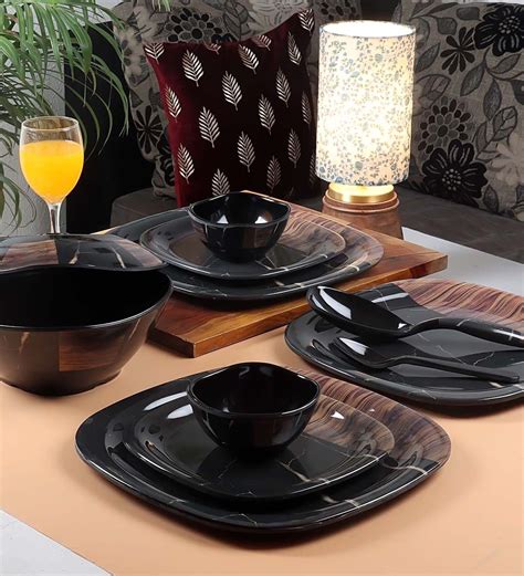 Buy Squad 40 Pcs Black Melamine Dinnerware Set at 51% OFF by Cdi ...