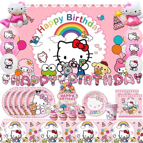 Hello Kitty Birthday Decorations Supplies,124pcs Hello Kitty Party ...