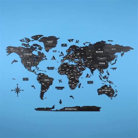 Buy 3D Wooden World Map, Multilayered Travel Map with States and ...