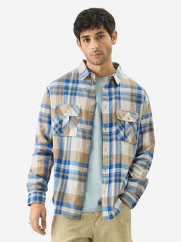 Buy The Souled Store Plaid: Black, Blue and Red Men Relaxed Shirt Online