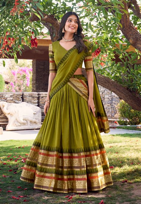 Trendy South Indian Designer Pattu Lehenga Choli – bhagwatidesigner