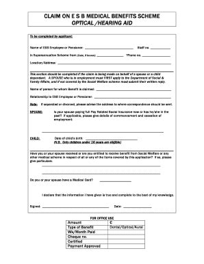 ESB Medical Benefits Claim Form - Blank Fillable Template | Fill Out ...