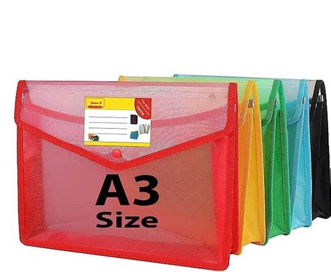 FUTURE X A3 Size Transparent Document Bags – Multicolour Snap Button ...