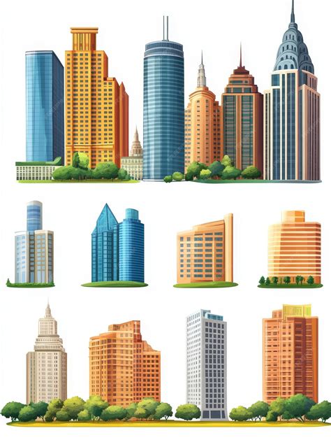 Collection of City Buildings Vector Illustration | Premium AI-generated ...