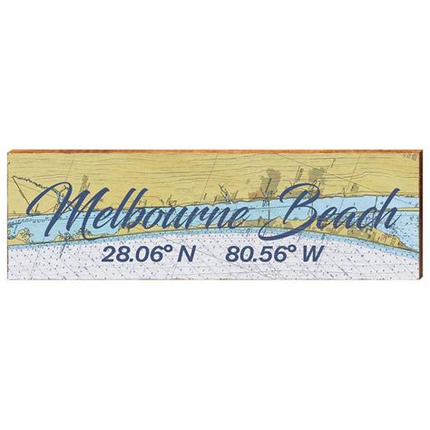 Melbourne Beach, Florida Latitude Longitude Map Wooden Sign | Wall Art Print on Real Wood - Etsy