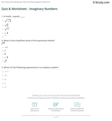Image result for Imaginary Numbers Worksheet with Answers