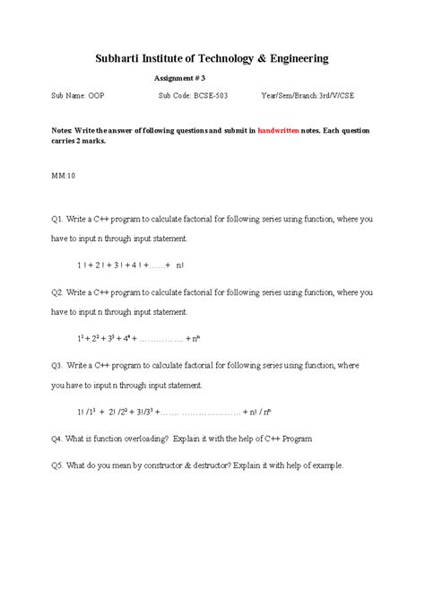 Assignmet 3 - cferfergergrgrtgt - Subharti Institute of Technology ...