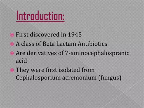 Cephalosporins - (First Generation) | PPTX