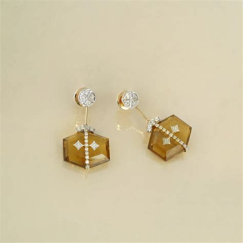 Solana Gold Diamond and Cognac Quartz Earrings – MOI - Boutique ...