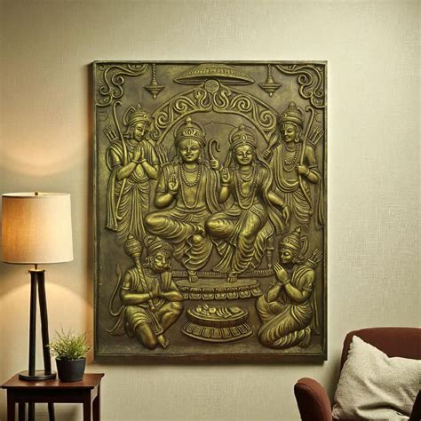 Ram Darbar 3D Relief Mural – 4x3 Feet | Divine Elegance in Bronze, Gol ...