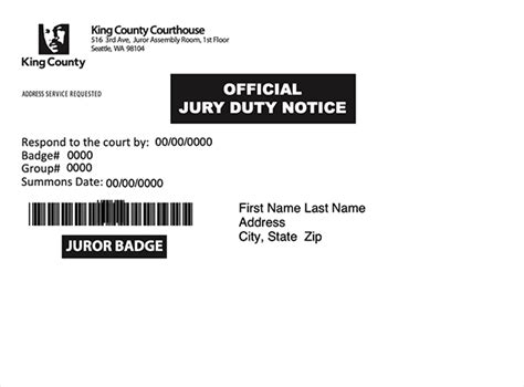Jury duty notices - King County, Washington