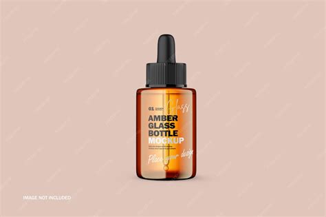 Premium PSD | Small amber glass dropper bottle psd mockup