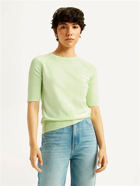 Women's Solid Light Green Boat Neck Top – Levis India Store