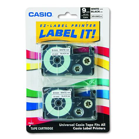 Casio Tape Cassettes For Kl Label Makers 9Mm X 26Ft 2/Pack Black On ...