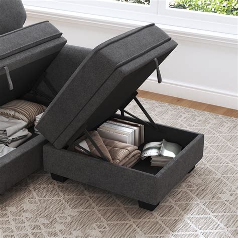 Capri Sleeper Sectional Sofa- 4 Seater Convertible Sofa Bed with Stora ...