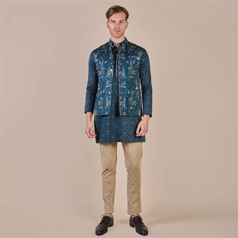 Prussian Blue Nehru Jacket | CHHĒ