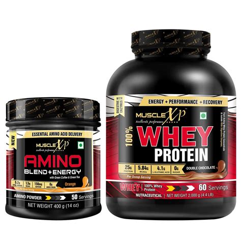 Buy MUSCLEXP PREMIUM NUTRIENTS COMBO | AMINO BLEND 400G + WHEY GOLD ...