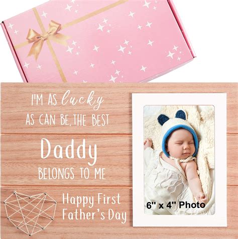 Amazon.com - HOIJAUMAI Daddy First Father's Day Gift Wood Picture Frame ...