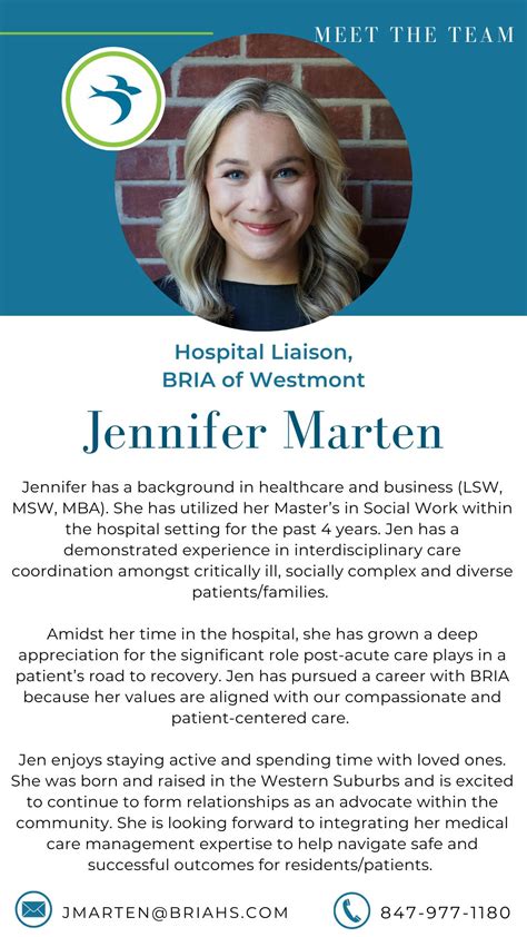 Welcome to our newest Hospital Liaison at BRIA of Westmont, Jennifer Marten! | BRIA Health Services
