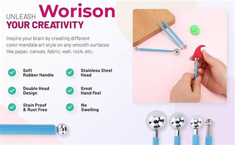 Worison 9 Piece Ball and Wooden Dotting Tool Set Embossing Stylus for ...