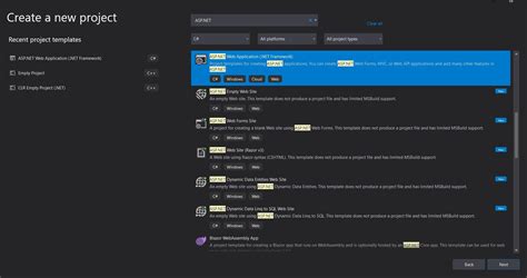 Create Web Application in Visual Studio 2019 的图像结果