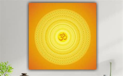 The Seven Colours Beautiful Canvas Paintings OM in Yellow Abstract ...