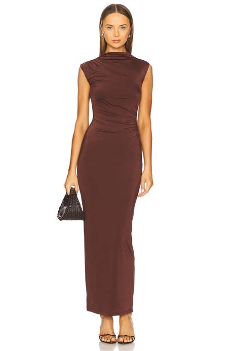 Nookie Olivia High Neck Midi Dress in Cocoa | REVOLVE