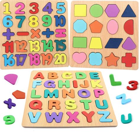 Wooden Learning Educational Board for Kids | Alphabet, Numbers & Shapes ...