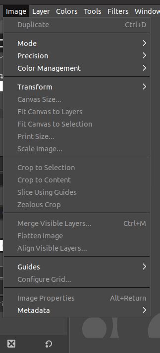 Image result for GIMP Menu