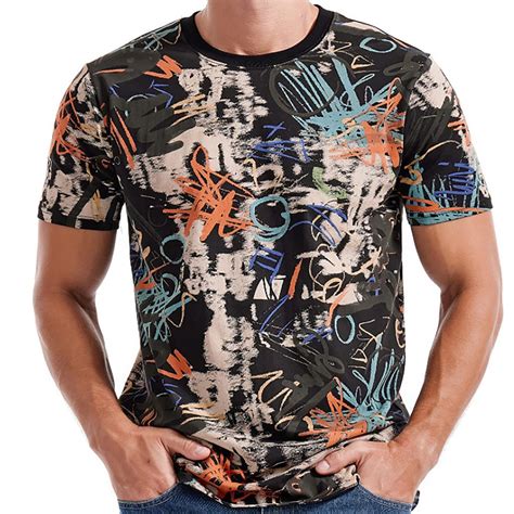 Mens Hipster Hop Short Sleeve Print T Shirt Shirts Men for Workout ...