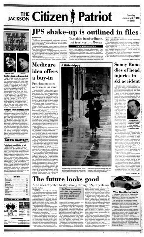 Jackson Citizen Patriot Bob Dylan front cover