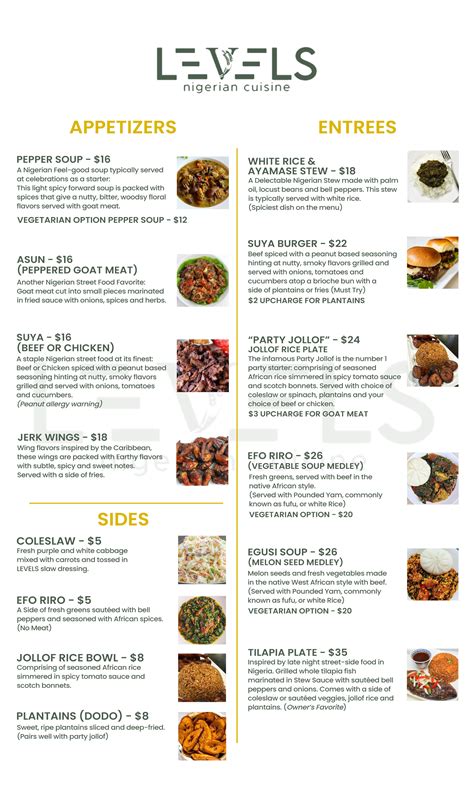 Menus — Levels Restaurant