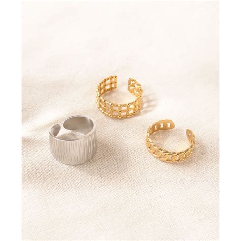 Buy Niska Prestige Gold Anti-Tarnish Rings Pack of 3 Online