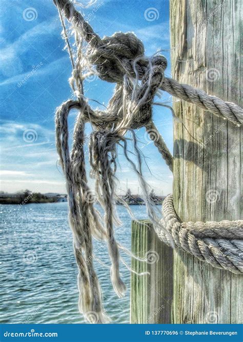 Frayed Rope Knot stock photo. Image of wood, closeup - 137770696
