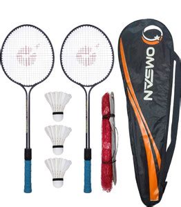 HouseOfCommon Double Shaft Badminton Racket with 3 Feather Shuttlecock ...
